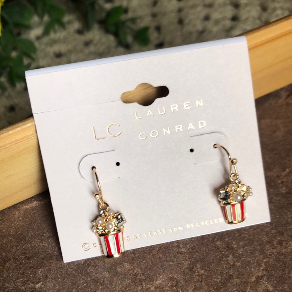 LC Lauren Conrad Gold Popcorn Bucket Drop Earrings